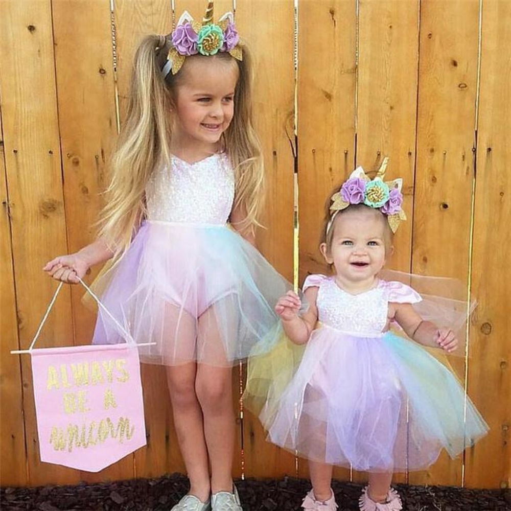 Girls One Piece Unicorn Rainbow Tutu